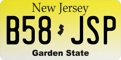 NJ license plate B58JSP