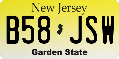 NJ license plate B58JSW