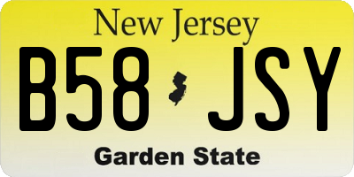 NJ license plate B58JSY