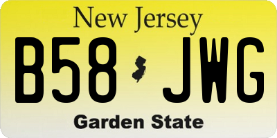 NJ license plate B58JWG