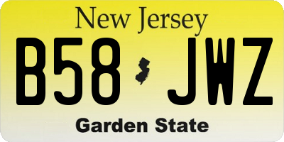 NJ license plate B58JWZ