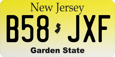NJ license plate B58JXF