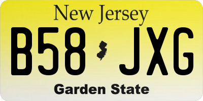NJ license plate B58JXG