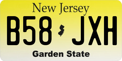 NJ license plate B58JXH