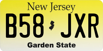 NJ license plate B58JXR