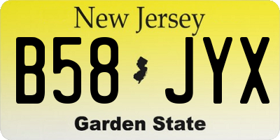 NJ license plate B58JYX