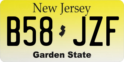 NJ license plate B58JZF