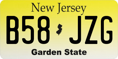 NJ license plate B58JZG