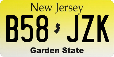 NJ license plate B58JZK