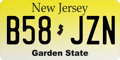 NJ license plate B58JZN