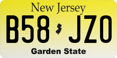NJ license plate B58JZO