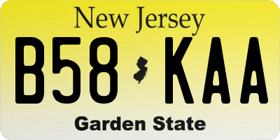 NJ license plate B58KAA