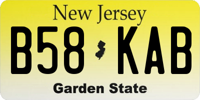 NJ license plate B58KAB