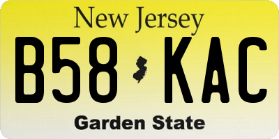 NJ license plate B58KAC
