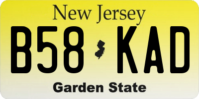 NJ license plate B58KAD