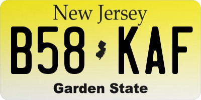 NJ license plate B58KAF