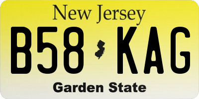 NJ license plate B58KAG