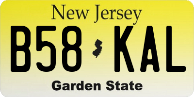 NJ license plate B58KAL