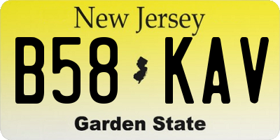 NJ license plate B58KAV