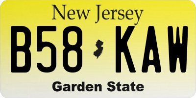 NJ license plate B58KAW