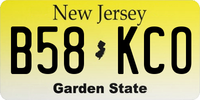 NJ license plate B58KCO