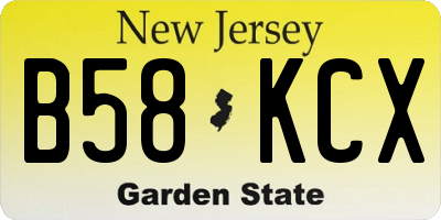 NJ license plate B58KCX