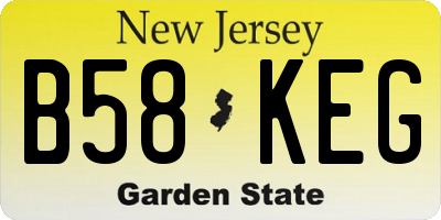NJ license plate B58KEG