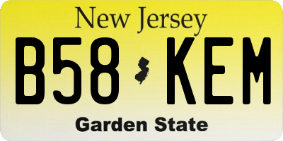 NJ license plate B58KEM