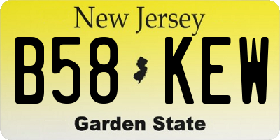 NJ license plate B58KEW