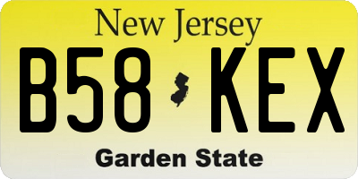NJ license plate B58KEX