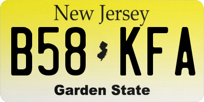 NJ license plate B58KFA
