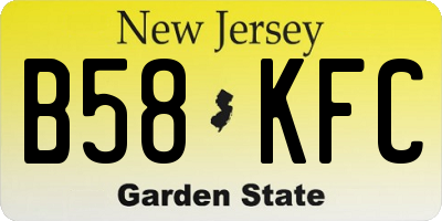 NJ license plate B58KFC