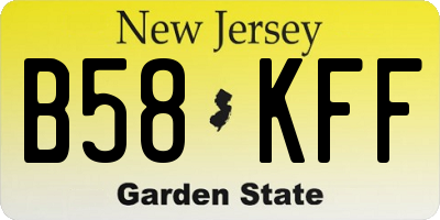 NJ license plate B58KFF