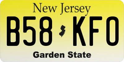 NJ license plate B58KFO