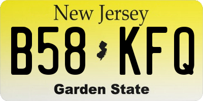 NJ license plate B58KFQ