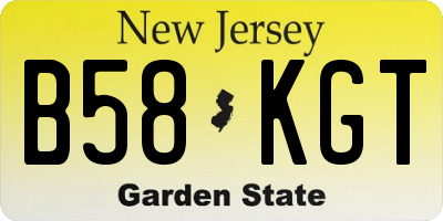 NJ license plate B58KGT