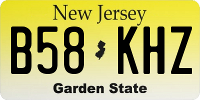 NJ license plate B58KHZ