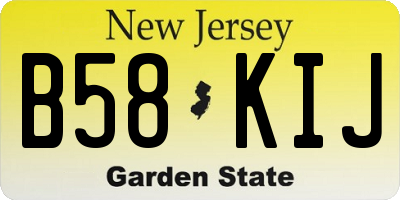 NJ license plate B58KIJ
