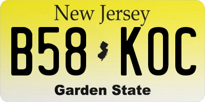 NJ license plate B58KOC
