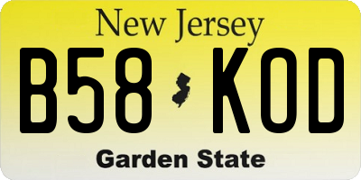 NJ license plate B58KOD