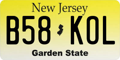 NJ license plate B58KOL