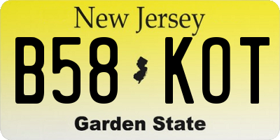 NJ license plate B58KOT