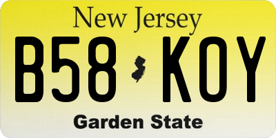 NJ license plate B58KOY