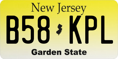 NJ license plate B58KPL