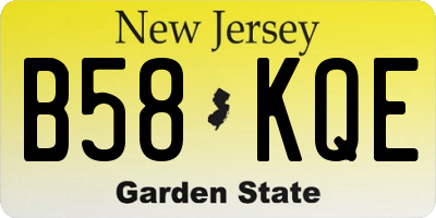 NJ license plate B58KQE