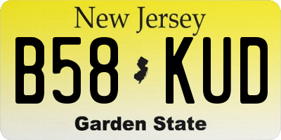 NJ license plate B58KUD