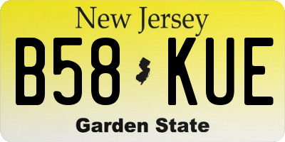 NJ license plate B58KUE