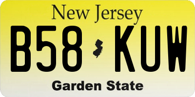 NJ license plate B58KUW