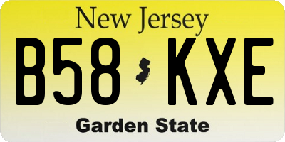 NJ license plate B58KXE