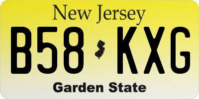 NJ license plate B58KXG